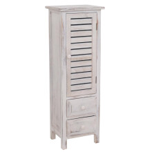 Cassettiera armadietto shabby vintage 2 cassetti e sportello 25x30x90cm legno di paulonia ~ bianco