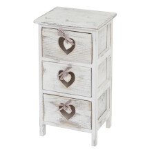 Kommode Sues, Schubladenkommode Schrank, 3 Schubladen mit Herzen 55x29x25cm, Shabby-Look, Vintage
