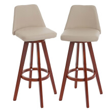 2er-Set Barhocker MCW-C43, Barstuhl Tresenhocker, Holz Kunstleder drehbar MVG-zertifiziert