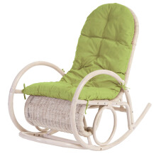 Sedia a dondolo elegante classica Esmeraldas legno rattan 115x58x101cm