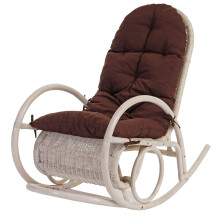 Sedia a dondolo elegante classica Esmeraldas legno rattan 115x58x101cm