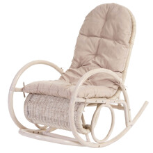 Sedia a dondolo elegante classica Esmeraldas legno rattan 115x58x101cm