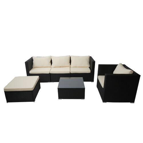 Poly-Rattan-Garnitur Busto, Gartengarnitur Sitzgruppe Sofa Lounge-Set