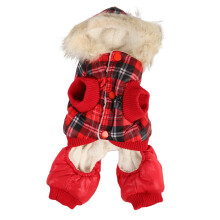 Sudadera con capucha a cuadros para perros, forrada de felpa, chaqueta cálida con capucha, atuendo para mascotas, cortavientos, transpirable, de