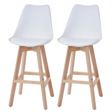 2er-Set Barhocker Vaasa T501, weiß, Sitzfläche Kunstleder weiß, helle Beine