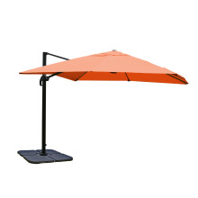(arancione con base) Ombrellone parasole decentrato MCW-A96 3x3m alluminio