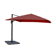 (bordeaux con base) Ombrellone parasole decentrato MCW-A96 3x3m alluminio