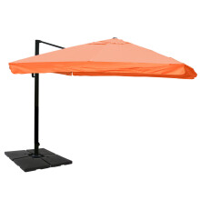 (con volante arancione con base) Ombrellone parasole decentrato MCW-A96 3x4m alluminio