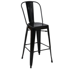 Barhocker MCW-A73, Barstuhl Tresenhocker mit Lehne, Metall Industriedesign