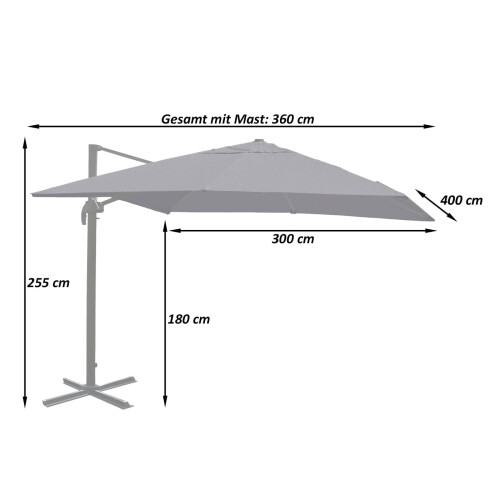 Ombrellone parasole decentrato MCW-A96 3x4m 2