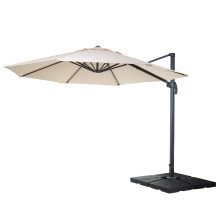 (avorio con base) Ombrellone parasole decentrato MCW-A96 rotondo 4m alluminio
