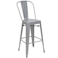 Barhocker MCW-A73, Barstuhl Tresenhocker mit Lehne, Metall Industriedesign