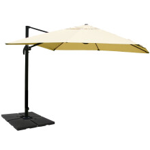 (avorio girevole con base) Ombrellone parasole decentrato MCW-A96 3,5x3,5m alluminio