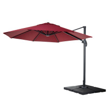 (bordeaux girevole con base) Ombrellone parasole decentrato MCW-A96 rotondo 4m alluminio