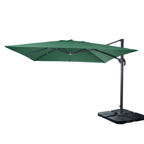(verde con base) Ombrellone parasole decentrato MCW-A96 3x3m