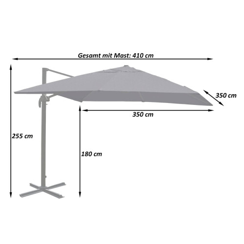 Ombrellone parasole decentrato MCW-A96 3,5x3,5m 2