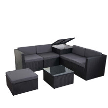 Poly-Rattan-Garnitur MCW-D21, Balkon-/Garten-/Lounge-Set Sofa Sitzgruppe, Box Staufach