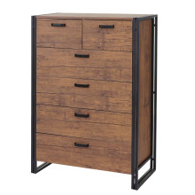 Highboard MCW-A27, Kommode Schrank, 6 Schubladen 115x80x40cm 3D-Struktur, Wildeiche-Optik