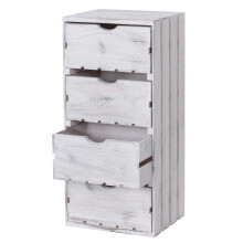 (weiß) Kommode MCW-C62, Schubladenkommode Holzkiste, Shabby-Look Vintage, 4 Schubladen 70x32x26cm