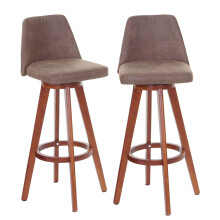 2er-Set Barhocker MCW-C43, Barstuhl Tresenhocker, Holz Textil drehbar