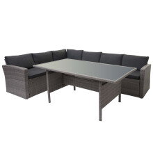 Poly-Rattan-Garnitur MCW-A29, Gartengarnitur Sitzgruppe Lounge-Esstisch-Set Sofa