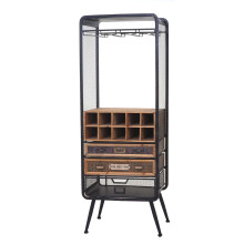 Weinregal MCW-C91, Flaschenregal Barschrank Weinständer für 10 Flaschen, Tanne Holz Vintage 157x57x38cm