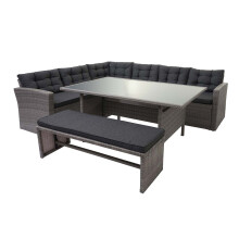 Poly-Rattan-Garnitur MCW-A29, Gartengarnitur Sitzgruppe Lounge-Esstisch-Set Sofa