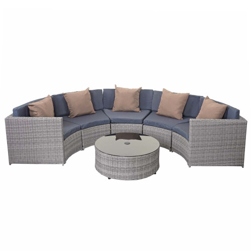 Poly-Rattan Garnitur rund MCW-E17, Garten-Set Sitzgruppe