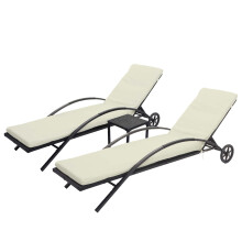2er-Set Sonnenliege MCW-E27, Relaxliege Gartenliege, Poly-Rattan