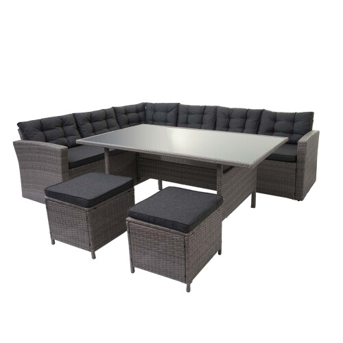 Poly-Rattan-Garnitur MCW-A29, Gartengarnitur Sitzgruppe Lounge-Esstisch-Set Sofa