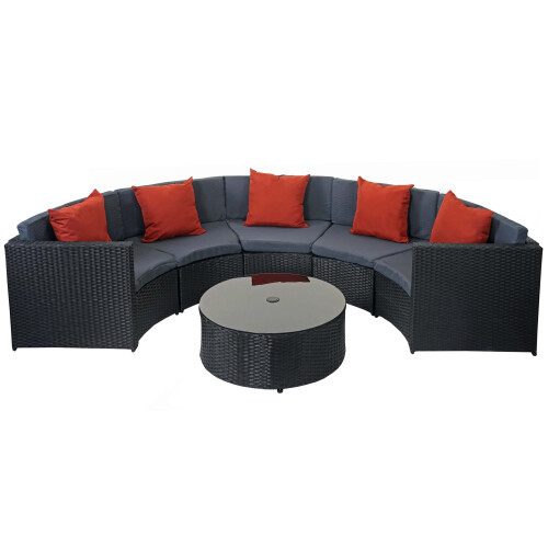 Poly-Rattan Garnitur rund MCW-E17, Garten-Set Sitzgruppe