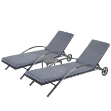 2er-Set Sonnenliege MCW-E27, Relaxliege Gartenliege, Poly-Rattan