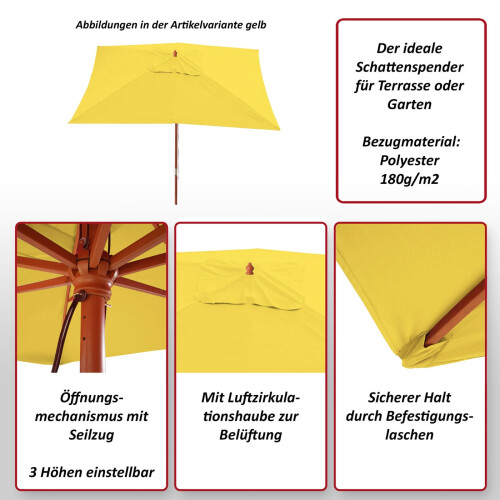 Sonnenschirm Lissabon, Gartenschirm Marktschirm, 3x4m Polyester/Holz 6kg 1