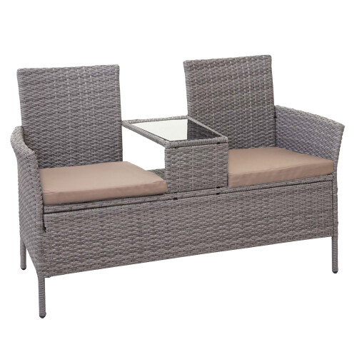 Poly-Rattan Banc avec table MCW-E24