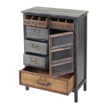 Serie vintage cassettiera credenza MCW-F34 patchwork metallo MDF legno 32x65x90cm