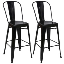 Set 2x sgabelli con schienale bistrot design industriale MCW-A73 metallo verniciato