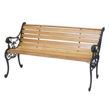Gartenbank MCW-F98, Sitzbank Parkbank Holzbank, 2-Sitzer Gusseisen Holz 125cm 20kg