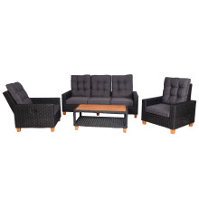 Gartengarnitur MCW-G28, Sitzgruppe Lounge-Set, Akazie Holz halbrundes Rattan verstellbar MVG