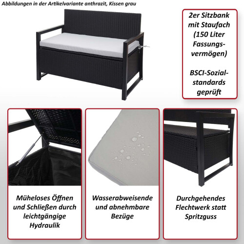 Poly-Rattan Banc 2 places MCW-F39 1