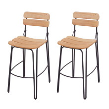 2er-Set Barhocker MCW-G71, Barstuhl Küchenhocker Bistrostuhl Tresenhocker, Industrial Metall Holz
