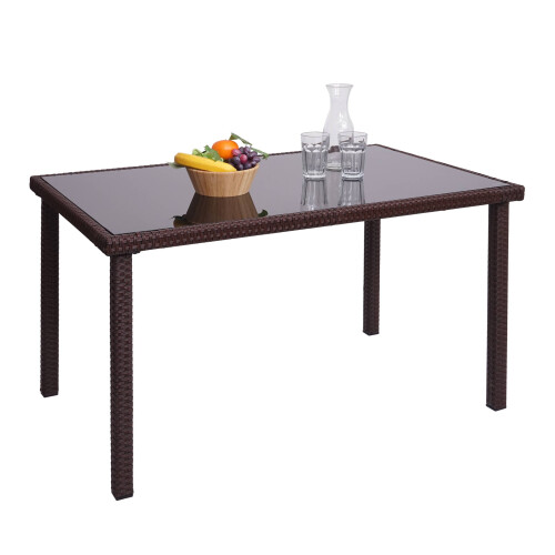 Poly-Rattan Tisch MCW-G19, Gartentisch Balkontisch, 120x75cm 1