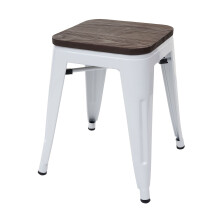 Hocker MCW-A73 inkl. Holz-Sitzfläche, Metallhocker Sitzhocker, Metall Industriedesign stapelbar