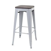 Barhocker MCW-A73 inkl. Holz-Sitzfläche, Barstuhl Tresenhocker, Metall Industriedesign stapelbar