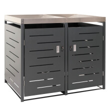 XL 2er-/4er-Mülltonnenverkleidung MCW-H40, Mülltonnenbox, Pflanzkasten Edelstahl-Metall 63kg 125x140x102cm erweiterbar