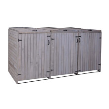 XL 3er-/6er-Mülltonnenverkleidung MCW-H74, Mülltonnenbox, erweiterbar 126x238x98cm Holz MVG