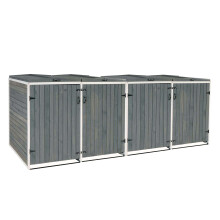 XL 4er-/8er-Mülltonnenverkleidung MCW-H74, Mülltonnenbox, erweiterbar 126x316x98cm Holz MVG