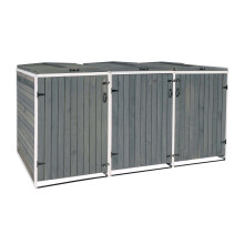 XL 3er-/6er-Mülltonnenverkleidung MCW-H74, Mülltonnenbox, erweiterbar 126x238x98cm Holz MVG