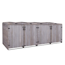 XL 4er-/8er-Mülltonnenverkleidung MCW-H74, Mülltonnenbox, erweiterbar 126x316x98cm Holz MVG