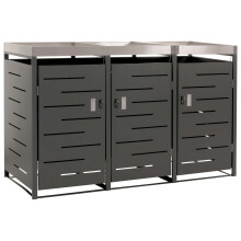 3er-Mülltonnenverkleidung MCW-H40, Mülltonnenbox, Pflanzkasten Edelstahl-Metall-Kombi 78kg 125x198x84cm erweiterbar