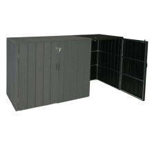 XL 1er-/2er-WPC-Mülltonnenverkleidung Erweiterung MCW-J28, Premium Mülltonnenbox, Metall Holzoptik